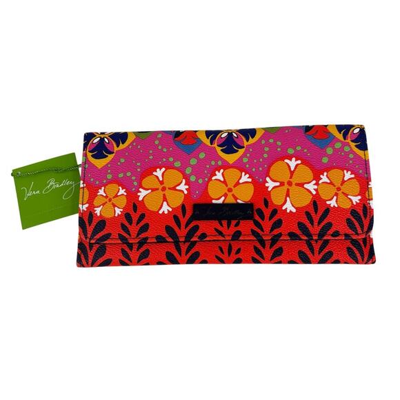 Vera Bradley Trifold Wallet Rio Stripe Vinyl Magnetic Closure Multi Color - Picture 1 of 8